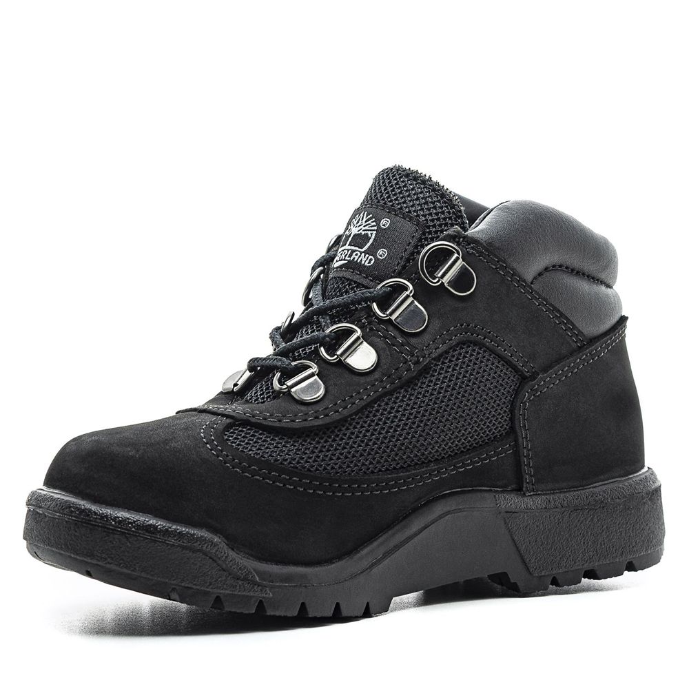 Bota Neve Crianças - Timberland Youth Leather/Fabric Mid Field - MQVTN6157 - Pretas
